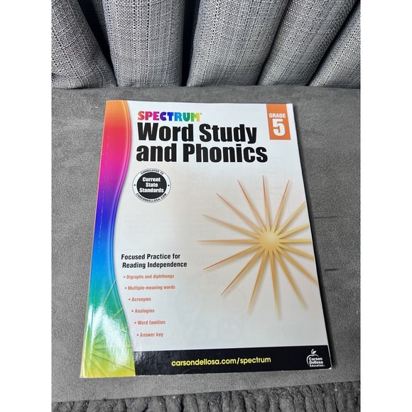 Spectrum Word Study Phonics Grade 5 Paperback Spectrum Homeschooling Workbook - Picture 1 of 4